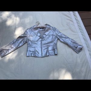 Silvery Linen Stunning Cropped Jacket